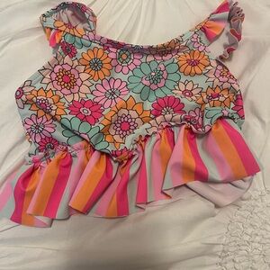 Nicole Miller Girl kids top swimwear bra 4T floral bright colors